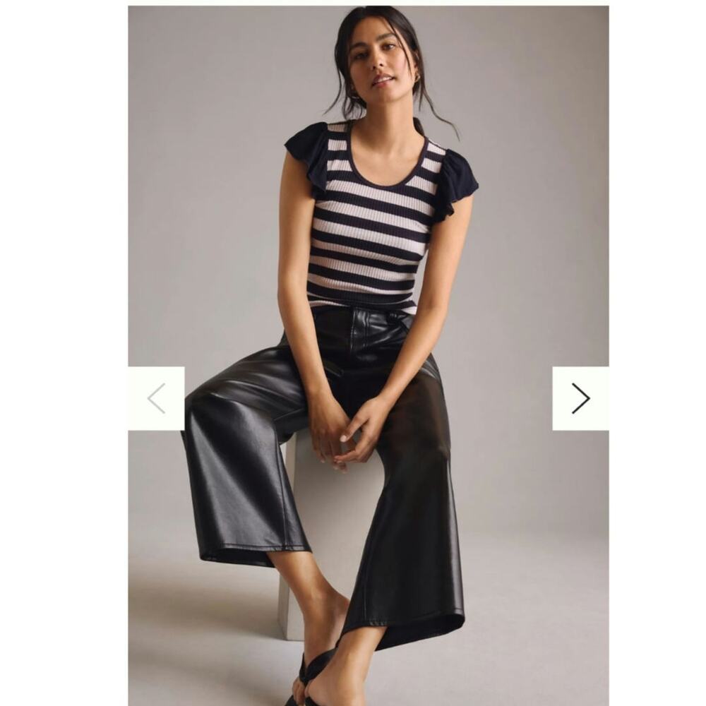 Anthropologie Women's Plus Blouse Top Sleeve Tee Size 3x Navy White Stripe NEW